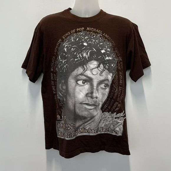 Vintage Hippo King of Pop Michael Jackson Graphic Brown T-Shirt Size M - Picture 1 of 5